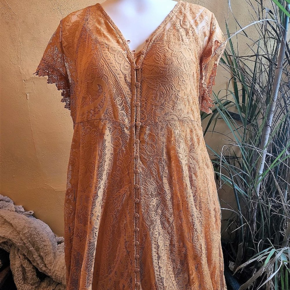 Torrid Yellow Lace Button Maxi Dress